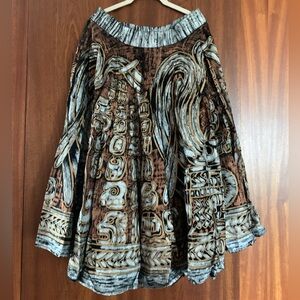 Papillon Blanc Brown & White Patterned A-Line Skirt